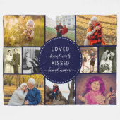 追悼フォトコラージュ愛の言葉を超えた青 フリースブランケット (正面(横))