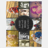 追悼フォトコラージュ愛の言葉を超えて黒 フリースブランケット (正面)