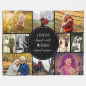 追悼フォトコラージュ愛の言葉を超えて黒 フリースブランケット (正面(横))