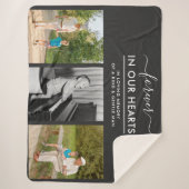 追悼フォトコラージュ永遠にハートグレー シェルパブランケット (正面)