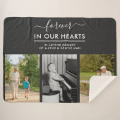 追悼フォトコラージュ永遠にハートグレー シェルパブランケット (正面(横))