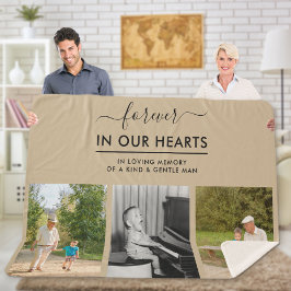 追悼フォトコラージュ永遠にハートベージュ シェルパブランケット