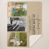 追悼フォトコラージュ永遠にハートベージュ シェルパブランケット (正面)