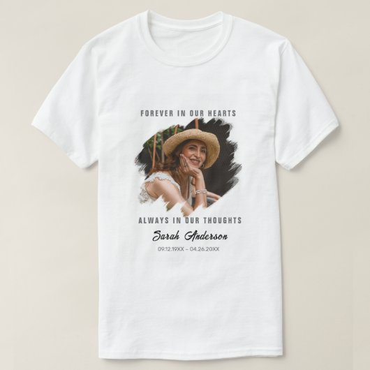 追悼フォトTシャツ 名前 Tシャツ (デザイン正面)