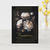 追悼フランスののマグノリア開花オンブラック カード (黄色い花)