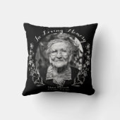 追悼フローラ愛の記憶の写真黒 クッション (裏面)