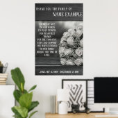 追悼ポスター 白いバラの花束 モノクロ ポスター (ホームオフィス)