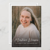 追悼モダン悔やみや弔慰葬儀写真 サンキューカード (正面/裏面)