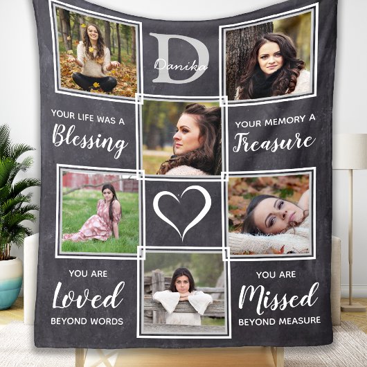 追悼モノグラム名追悼キープサケ フリースブランケット