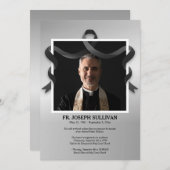 追悼リボン付き写真フレーム 招待状 (正面/裏面)