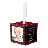 追悼レッド・プレイドカスタム3写真 キューブオーナメント (正面アングル)