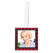 追悼レッド・プレイドカスタム3写真 キューブオーナメント (正面)