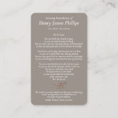 追悼ロスタイムサンセット祈りの言葉共感カード 名刺 (裏面)