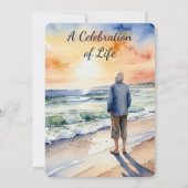 追悼会のご案内 水彩画のビーチパラダイス 招待状 (裏面)