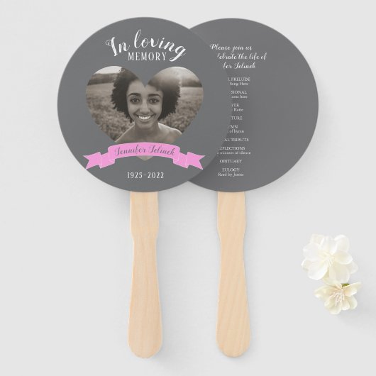 追悼会フォトピンクリボンプログラムファン ハンドファン (正面&裏面)