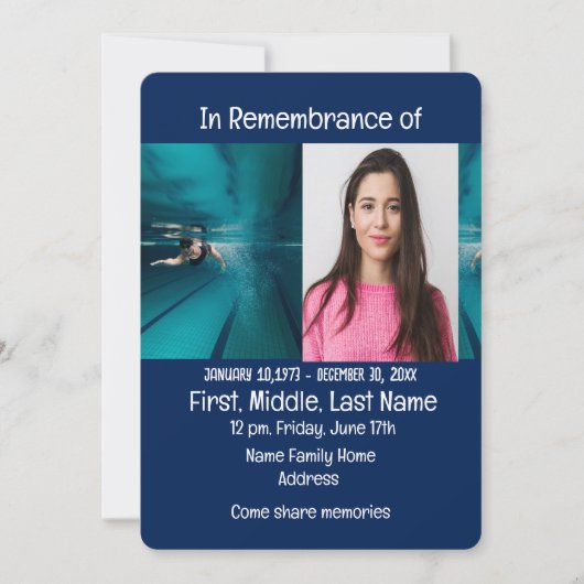 追悼会招待水泳選手 招待状 (正面)