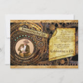 追悼会 スチームパンク ギア タイムマシン 写真 招待状 (正面)