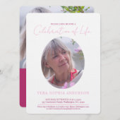 追悼写真とピンク 招待状 (正面/裏面)