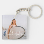 追悼写真を愛する思い出のモダン中 キーホルダー (裏面)