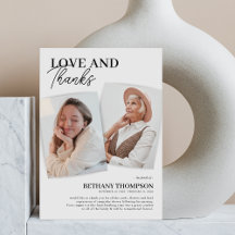 追悼写真エレガントサンキューカード