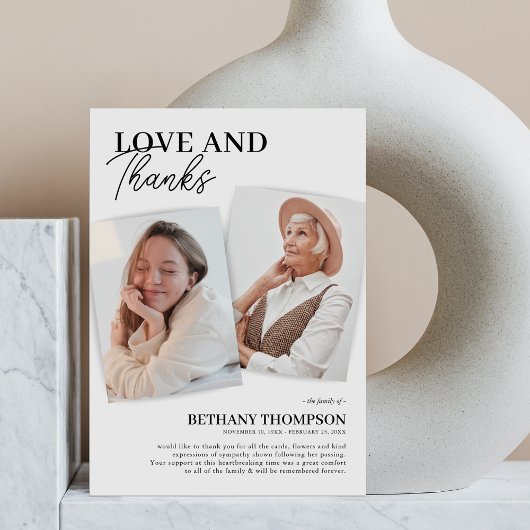 追悼写真エレガントサンキューカード サンキューカード