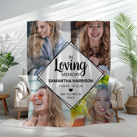 追悼写真コラージュ記念碑 フリースブランケット