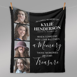 追悼写真コラージュ記念碑 フリースブランケット