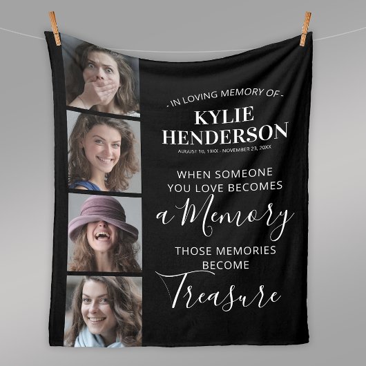 追悼写真コラージュ記念碑 フリースブランケット