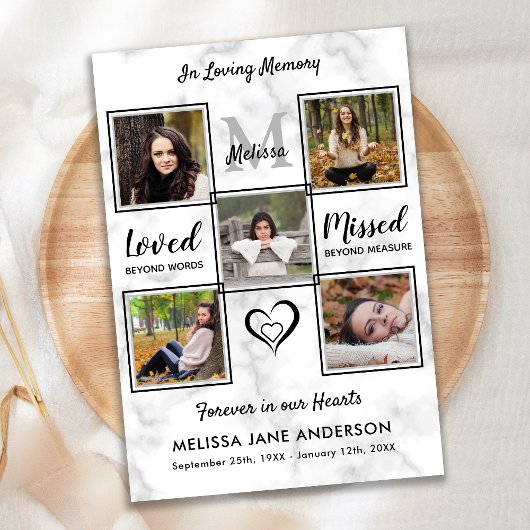 追悼写真コラージュ　メモリアル　ライフセレブレーション 招待状
