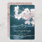 追悼写真サービス 淡いピンクの桜 招待状 (正面/裏面)