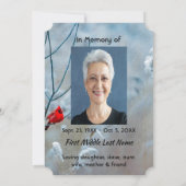 追悼写真ブックマーク カーディナル赤い鳥 招待状 (裏面)