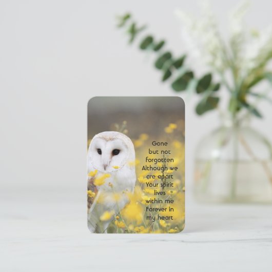 追悼写真　フクロウ　鳥 名刺 (スタンド正面)