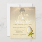 追悼写真 白いバラの蕾 葬儀のお知らせ 招待状 (正面)