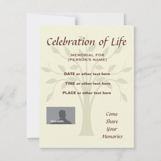 追悼式お祝い 招待状 (正面)