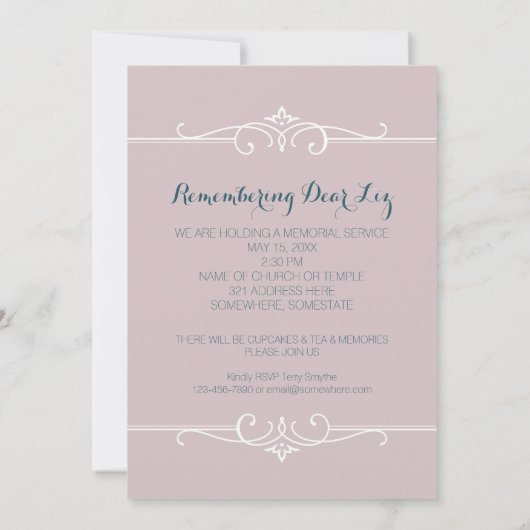 追悼式さくらんぼ花桜花 招待状 (裏面)