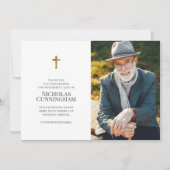 追悼式とモダンクロスシンプルフォト サンキューカード (正面)