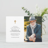 追悼式とモダンクロスシンプルフォト サンキューカード (スタンド正面)