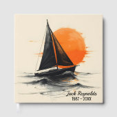 追悼式のためのサンライズ帆船シルエット ゲストブック (正面)