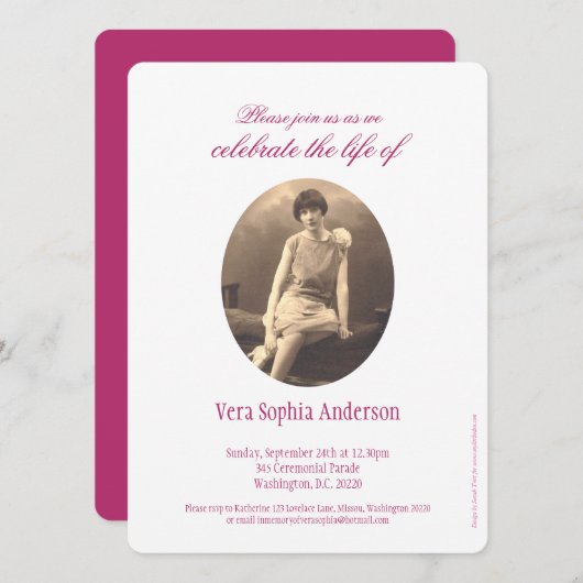 追悼式の写真 葬儀の案内 招待状 (正面/裏面)