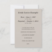 追悼式の発表 招待状 (裏面)