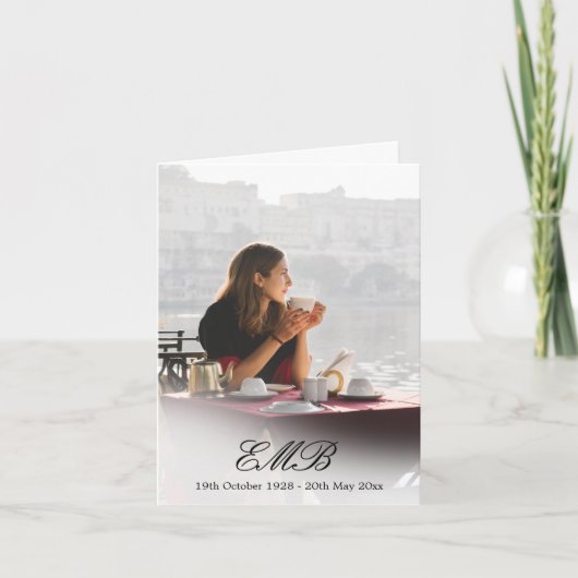 追悼式の葬儀シンプル白い重ね写真 招待状 (正面)