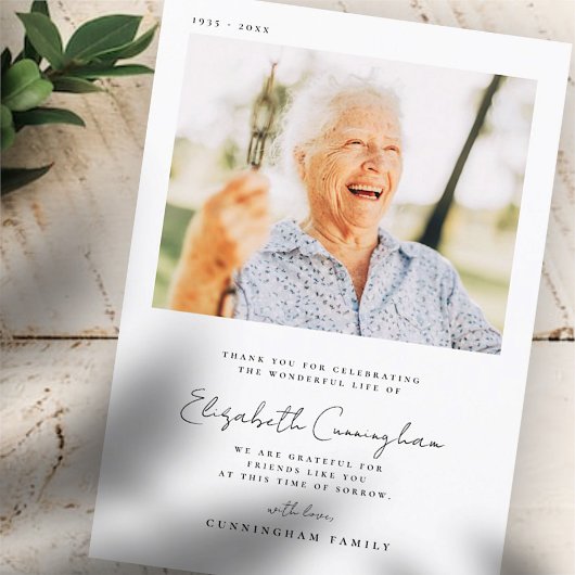 追悼式エレガントシンプルシックモダン写真 サンキューカード