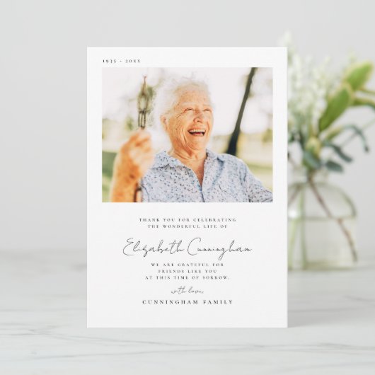 追悼式エレガントシンプルシックモダン写真 サンキューカード (スタンド正面)