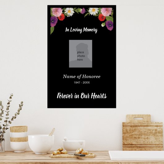 追悼式エレガントフローラ縁どと写真 ポスター (キッチン)