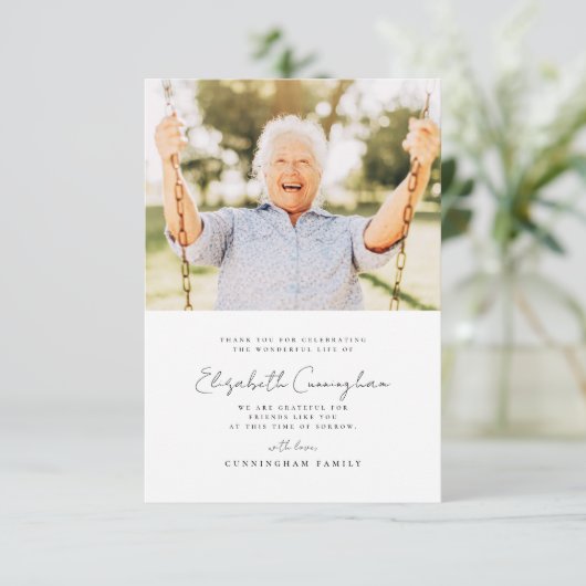 追悼式エレガントモダンシンプルシック写真 サンキューカード (スタンド正面)