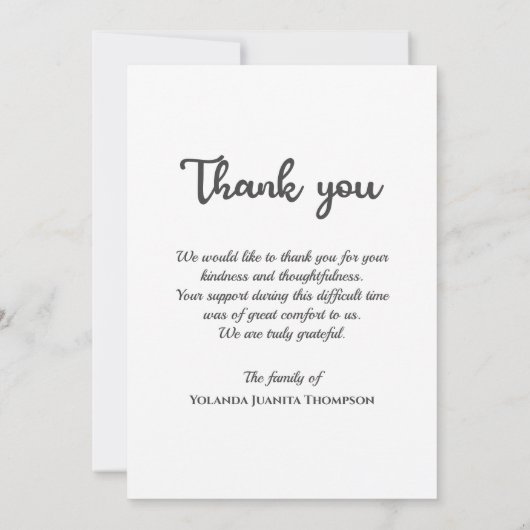 追悼式カスタム写真死別悔やみや弔慰 サンキューカード (裏面)