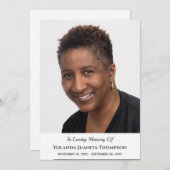 追悼式カスタム写真死別悔やみや弔慰 サンキューカード (正面/裏面)