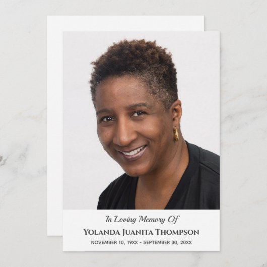 追悼式カスタム写真死別悔やみや弔慰 サンキューカード (正面/裏面)