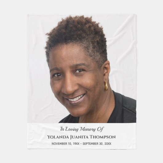 追悼式カスタム写真死別悔やみや弔慰 フリースブランケット (正面)