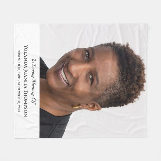 追悼式カスタム写真死別悔やみや弔慰 フリースブランケット (正面(横))